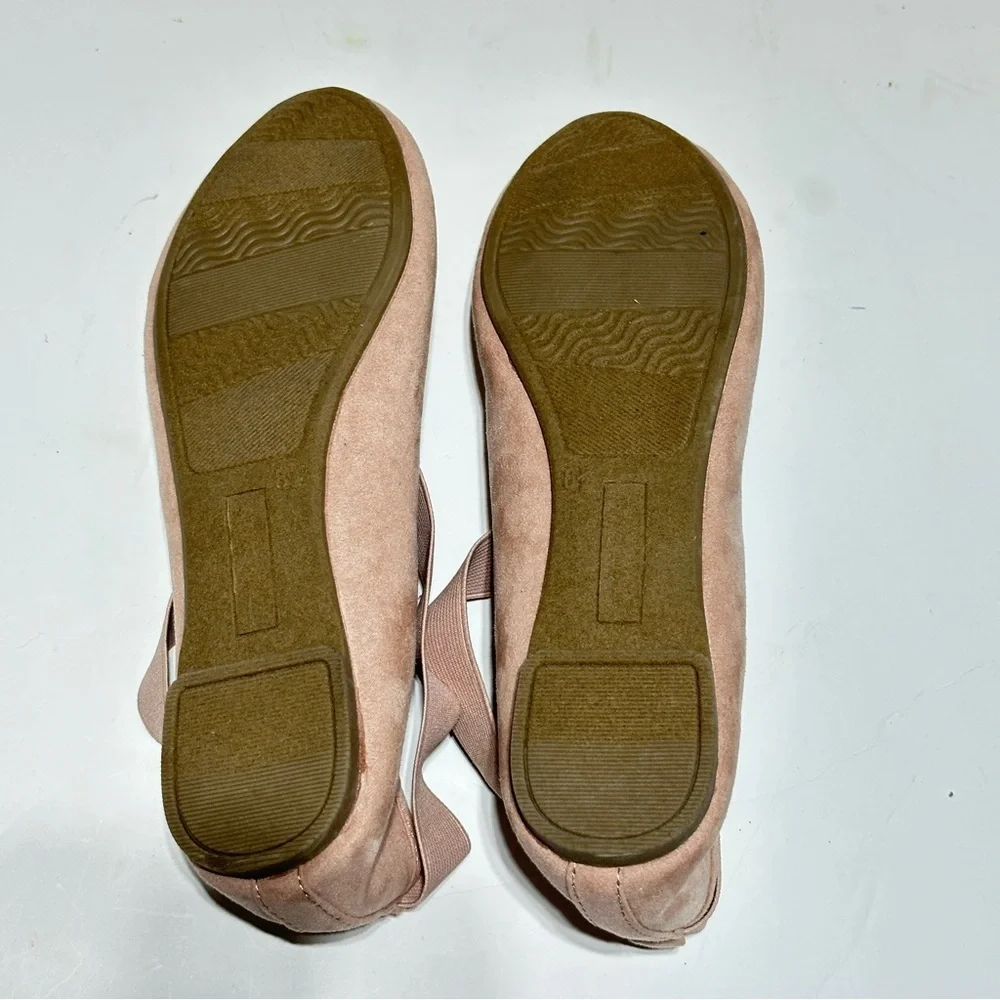 👉 SO Womens Ballet Flats Seadragon Blush Size 8.5 Nude Cross Strap Slip-On Shoes